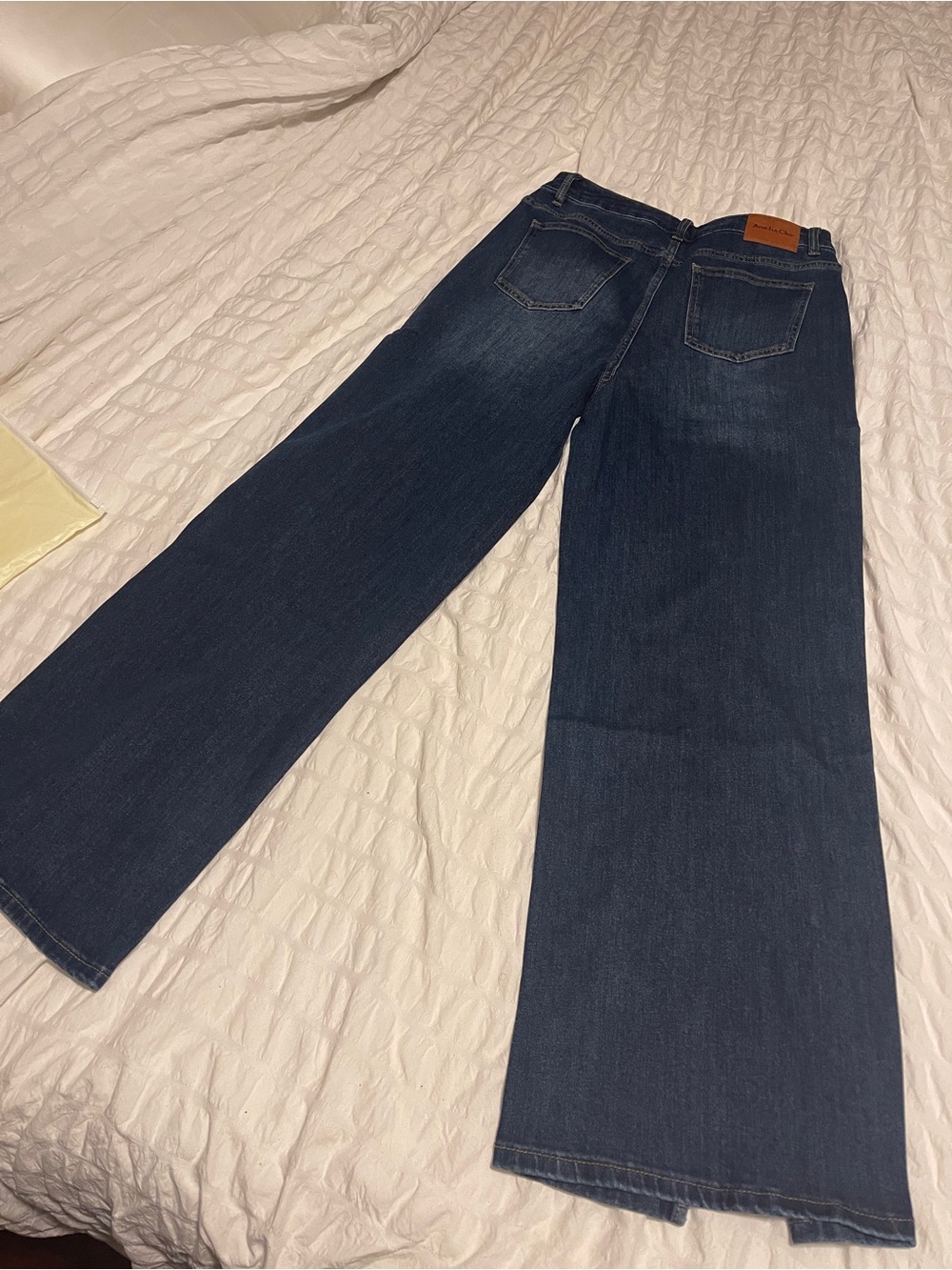 Wide Leg Split Hem Dark Blue Women’s Jeans - Picture 3 of 7